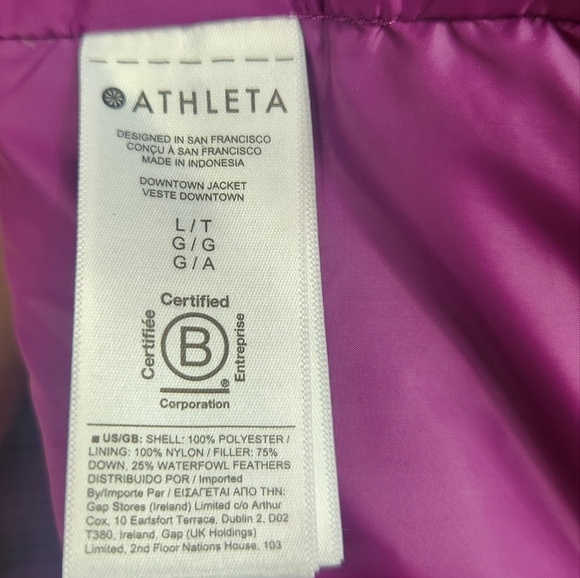 Athleta Downtown Down Feather Warm Winter Puffer Jacket Coat Plum Purple Large - Picture 13 of 16